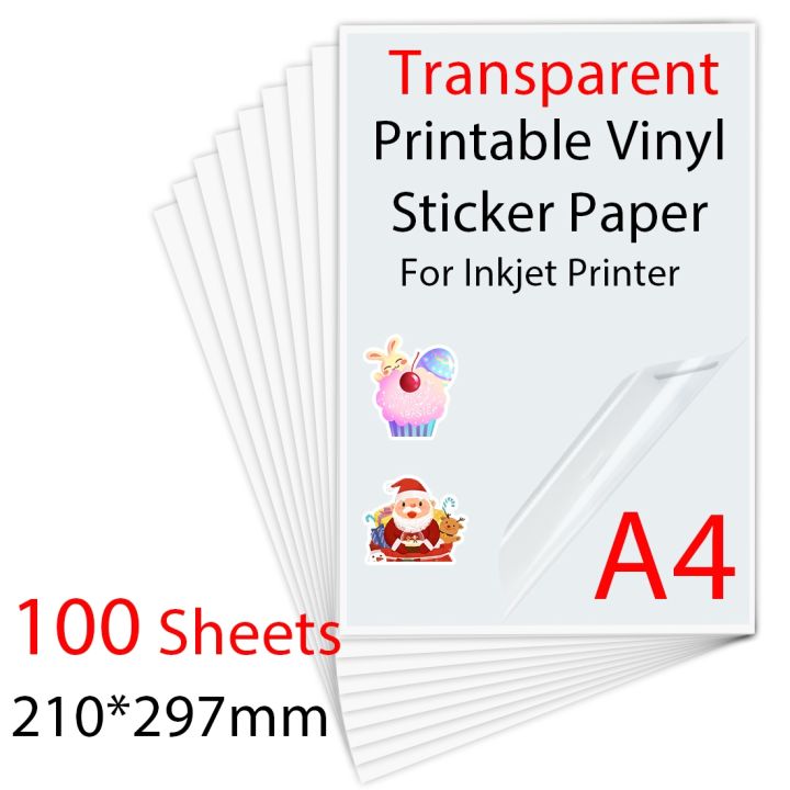 10 Sheets Silver Printable Vinyl Sticker Paper A4 Waterproof Adhesive Copy  paper DIY Transparent White Labels for Inkjet Printer