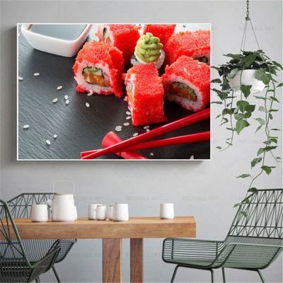 ซูชิอาหารญี่ปุ่นเทมปุระภาพความคมชัดสูงศิลปะบนผนังผ้าใบวาดภาพพิมพ์โปสเตอร์อาหารสด712-3b ร้านอาหารห้องครัว (1ชิ้น)