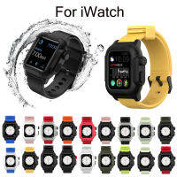 }{”:》 IP68ซองกันน้ำสำหรับสายนาฬิกาข้อมือ Iwatch Series 4 5ชุดฝาครอบสายซิลิโคน44มม. 40มม. อุปกรณ์เสริมสร้อยข้อมือ