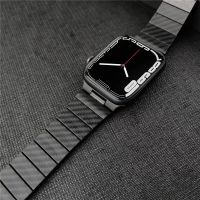 Carbon Fiber Strap For Apple Watch Band 45mm 44mm 42mm 41mm 40mm 38mm Lightweight Link Bracelet belt iWatch Series 3 4 5 6 SE 7 Mobile Accessories