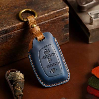 Luxury Leather Car Smart Key Case Cover Fob Protector Keychain Accessories for Hyundai IX35 Elantra Custo Keyring Holder Shell