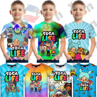 เสื้อยืดพิมพ์ลาย Toca Life World เด็กเสื้อแขนสั้นเด็กหญิงเด็กชายการ์ตูนเสื้อเกมน่ารัก