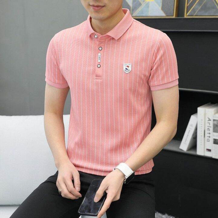 original-summer-new-mens-short-sleeved-t-shirt-trendy-lapel-polo-shirt-all-match-striped-mens-half-sleeved-top-mens