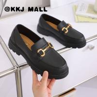 KKJ MALL Womens Shoes 2022 New Small Leather Shoes Womens All-match Muffin Thick-soled Slip-on Loafer Womens Shoes Mary Jane British Style Single Shoes