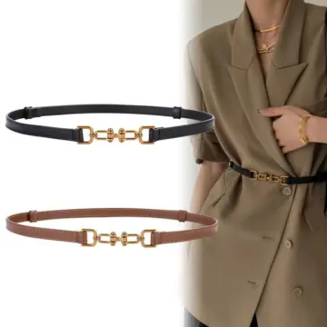 Gold leather hot sale belt ladies