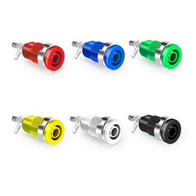 5PCS High voltage safety type 4mm panel banana socket hole current 32A terminal connector open hole 12mm plug  Wires Leads Adapters
