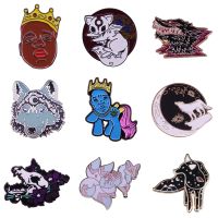 【YF】 Hard Enamel Pins Dark Wolf Rapper Hip Hop Gothic Lapel Pin Jacket Denim Badges Brooch for Fans Kids