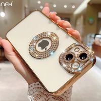 สำหรับ iPhone 14 Pro Max หรูหราชุบแฟลชเพชรซิลิโคนเคสโทรศัพท์สำหรับ iPhone 11 12 13 14 Plus Hollow Out Rhinestone Cover