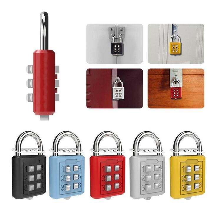 6-position-button-padlock-travel-case-household-cabinet-password-lock-u-shaped-password-lock-mini