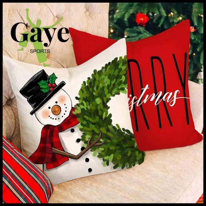 GS 1/4pcs Terylene Throw Pillow Covers 1818 Inch Red/White Christmas