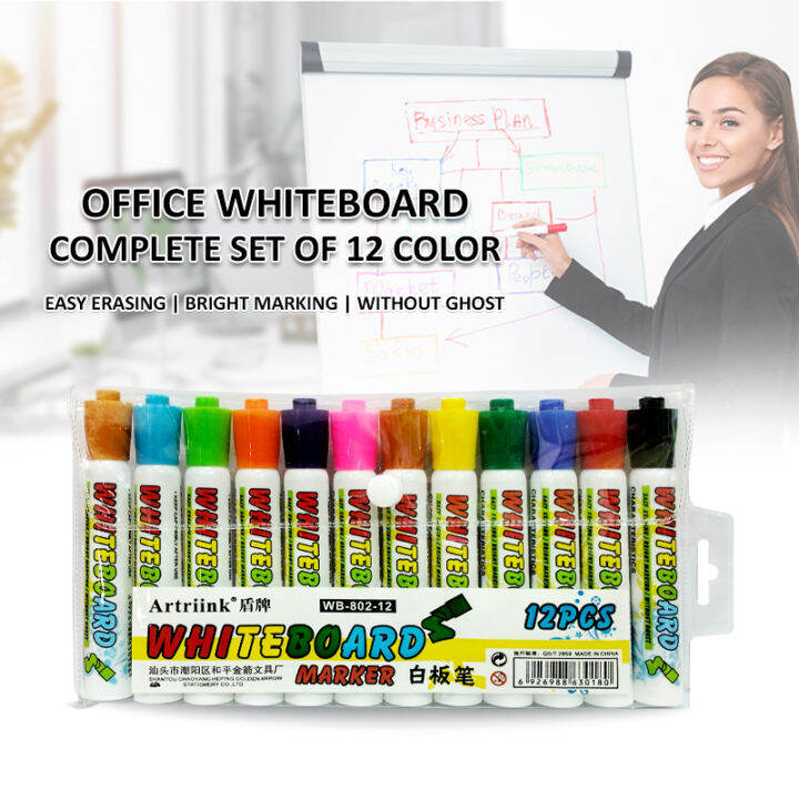 Craft.E Whiteboard Marker Set of 12 Dry Erase Non Toxic Low Odor Office
