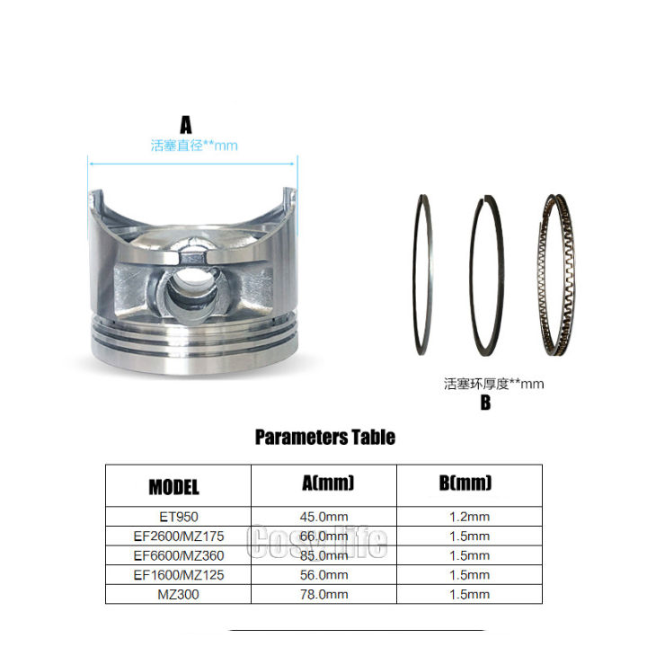 mz175-66มิลลิเมตรลูกสูบชุดสำหรับ-yamaha-yp30g-ef2600-ef2700-4จังหวะ2kw-ประกอบกระบอกเครื่องกำเนิดไฟฟ้าแหวนชุดคลิปขาชิ้นส่วน
