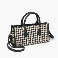 กระเป๋าคลาส Houndstooth เป็นที่นิยมในยุโรปและอเมริกากระเป๋าถือแฟชั่นวินเทจกระเป๋าสะพายข้างพร็อพสำหรับผู้หญิงกระเป๋าหิ้วทรงสี่เหลี่ยมความจุขนาดใหญ่