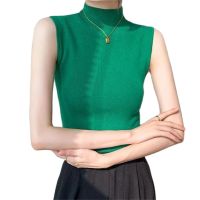 【HOT】❍☒ Half-turtleneck Sleeveless Vests Womens Cashmere Sweater Knitted Wool Waist oat Gilet Bottom Knit