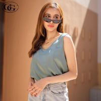 G&amp;G Nightwear รุ่น EN5P32 เสื้อกล้าม (Tank top) คอวี ผ้าซาติน สีเขียวอ่อน (LG)