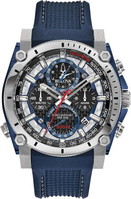 Bulova Mens Precisionist Chronograph Watch Blue Polyurethane Strap Precisionist Chronograph