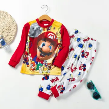 Cartoon Kids Toddler Boys Super Mario Cotton Sleepwear Nightwear Pajamas  Set 
