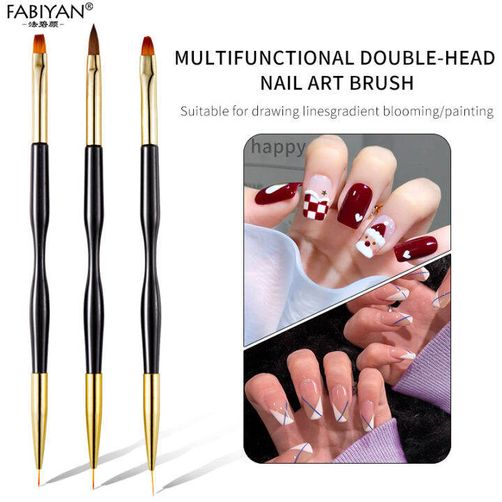 3Pcs French Stripe Nail Art Liner Brush Set Tips Ultra-thin Line Drawing  Pen Dual End UV Gel Painting Brushes Manicure Tools