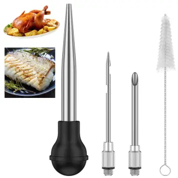 Turkey Baster BBQ Syringe for Cooking Meat, Stainless Steel BBQ