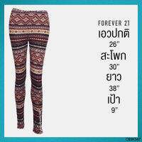 USED Forever 21 - Red Tribal Leggings | เลกกิ้งขายาวสีแดง สีดำ เอวปกติ ลายกราฟฟิก ชนเผ่า สายฝอ แท้ มือสอง