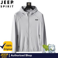 JEEP SPIRIT เสื้อโค้ทกันแดดของผู้ชายเสื้อคลุมเสื้อแจ็กเก็ตบางมีฮู้ดบังแดด UV เสื้อผ้าตกปลาแจ็คเก็ตกลางแจ้งท่องเที่ยว