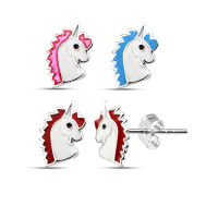 unicorn head kids silver ear stud , kids ear stud , unicorn ear stud silver 925  , ต่างหูเงินเด็กหัวยูนิคอร์น ต่างหูเงินเด็ก ต่างหูยูนิคอร์นเงิน 925