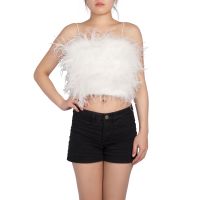 SHU APPAREL FEATHER CROP CAMI #1 - WHITE