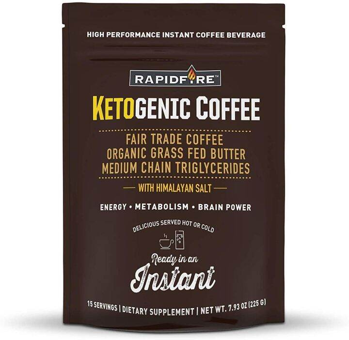 Rapid Fire Ketogenic High Performance Instant Coffee Mix, Supports Energy and Metabolism, 15
