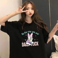 COD DSFDGDFFGHH Womens Cute Cartoon Patterned Plus Size T-shirt Round Neck Short Sleeves Big Size Tee Fashion Korean Style Loose Fit Tee For Chubby Ladies Large Size Lady Casual Big Size Tops