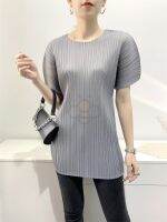 ◇❈ Aiden001 Average Size (45-70Kg) Summer T-Shirt Womens Mid-Length Pleated Top One-Piece Sleeves Loose Large Size Basic High Elasticity Non-Ironing S-318