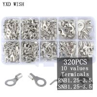 320Pcs/Box 10 In 1 Non-Insulated Ring Fork U-type Brass Terminals Assortment Kit Cable Wire Connector Crimp Spade Connector Electrical Circuitry  Part