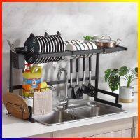 [⚡ส่งฟรี] Dish Racks DISH RACK DRAINER อ่างล้างจานเหนืออ่างล้างจานชั้นวางเครื่องอบแห้งถาดสีดำขนาดใหญ่ชั้นวางของครัวเก็บน้ำระบายน้ำสแตนเลส