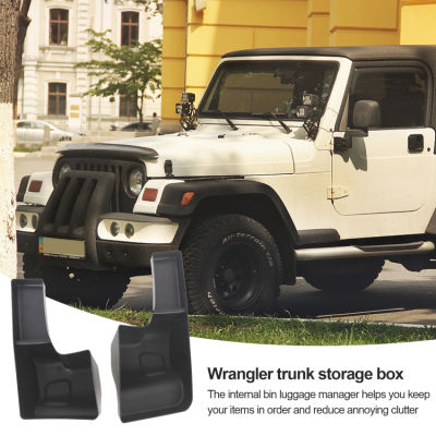 กล่องเก็บของภายในรถกล่องเก็บของด้านหลังกล่องใส่ของถาดจัดระเบียบสินค้าด้านข้างสำหรับ Jeep Wrangler ลองดูยางไอคอนฮารา2018 2019 2020 2021สีดำ
