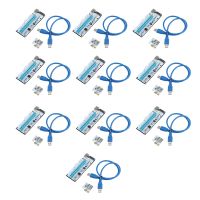 10Pcs VER008S PCI-E 1X to 16X 3 Power Interface USB3.0 Graphics Card Extension Cable PCI-E Adapter Card for Mining