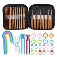 ♣☸▦ 1Set Knitting Needles Metal Bamboo Crochet Hooks Handle Bag Clothes Sweater Scarf Weaving DIY Sewing Manual Tool Accessories