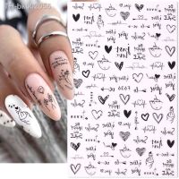 ❁✥ 3D Love Nail Stickers Cute Cartoon Letter Flower Balloon Heart Valentine Design Adhesive Tips Manicure Sliders Decoration BEF636