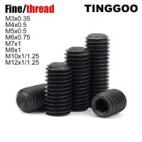 2/50pcs M3 M4 M5 M6 M7 M8 M10 M12 Fine Thread Black 12.9 Steel Hex Hexagon Socket Allen Cup Point Grub Headless Bolt Set Screw Screw Nut Drivers