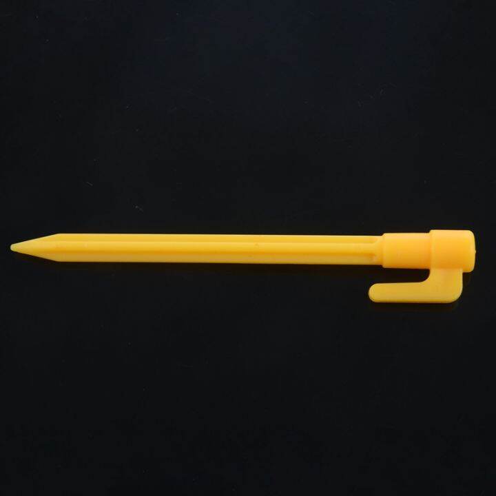 10pcs-camping-tools-plastic-tent-pegs-nails-sand-ground-stakes-outdoor-camping-tent-awning-yellow-tent-accessories