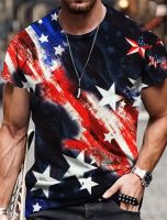 Summer Mens T-shirt USA Flag 3d Print T Shirt Oversized Tops Tees Casual Short-sleeved American Streetwear Fashion Men Clothing