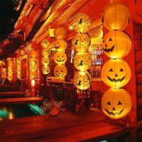 【LZ】❉  Halloween papel abóbora pendurado lanterna luzes ornamentos diy festa de férias decoração assustador haloween festa supplies 20/30/40cm