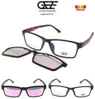 ?กรอบแว่นตา GEZE 1ClipOn รุ่น 2076-C4 เต็มกรอบสีดำแดง เบาใส่สบาย ฟรี คลิปออนกันแดดสีชม Polarized เปลี่ยนเป็นแว่นตากันแดด ป้องกันแสงแดด รังสี UVA UVB UV