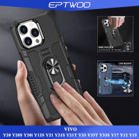 EPTWOO สำหรับ VIVO Y15S Y15A Y02 Y20 Y20S Y20i Y12S Y21 Y21S Y21T Y33 Y33T Y33S Y17 Y12 Y15 Y11 Y91 Y95 Y91C Y91i Y93โทรศัพท์กรณีแม่เหล็กผู้ถือแหวน Kickstand ปลอกเลนส์ป้องกันเกราะกันกระแทกปกหลัง TYZH-01