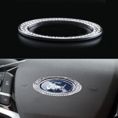☃◐℗ Bling Car Steering Wheel Emblem Logo Diamond Decorative Interior Sticker Decal for Ford Focus Edge Escape Expedition Explore