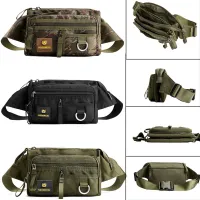 {PYAO Travel Department Store}Men Multifunction Waterproof Crossbody Bag Light Weight Waist Bag Fanny Pack Riding Cycling Fashing Hiking Outdoor Shoulder Bag