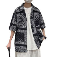 【YY】Bandana Shirt Men Women Streetwear Shirt Paisley Shirts Hip Hop Short Sleeve Shirt Beach Male Clothing Harajuku 2022 Summer