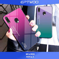 EPTWOOสำหรับHuawei Nova 3 โทรศัพท์กรณีไล่ระดับสีกระจกนิรภัยท่อแก้วปกหลังSoft TPUกันชนกรณีJB-01