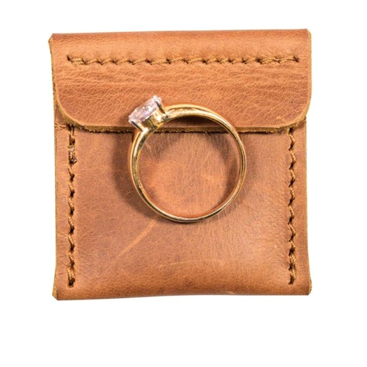 สต๊อกพร้อม-กระเป๋าแหวนผ้าหนังวัวที่ใส่แหวนหนังกระเป๋าเก็บของแหวนอัญมณีหรู