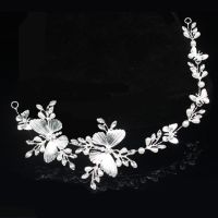 Metal Butterfly Wedding Bridal Tiara Headbands Hair Jewelry Accessories For Women Headpiece Prom Bride Head Chain Decorations