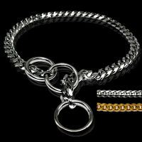 เส้นผ่านศูนย์กลาง3มม. Strong Silver Chrome Steel Metal Dog Training Choke Collar Dogs Chain Collars