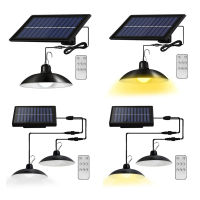 Solar LED Pendant Lights Double Single Head Outdoor Waterproof Indoor Solar Wall Remote Controller Chandelier Light